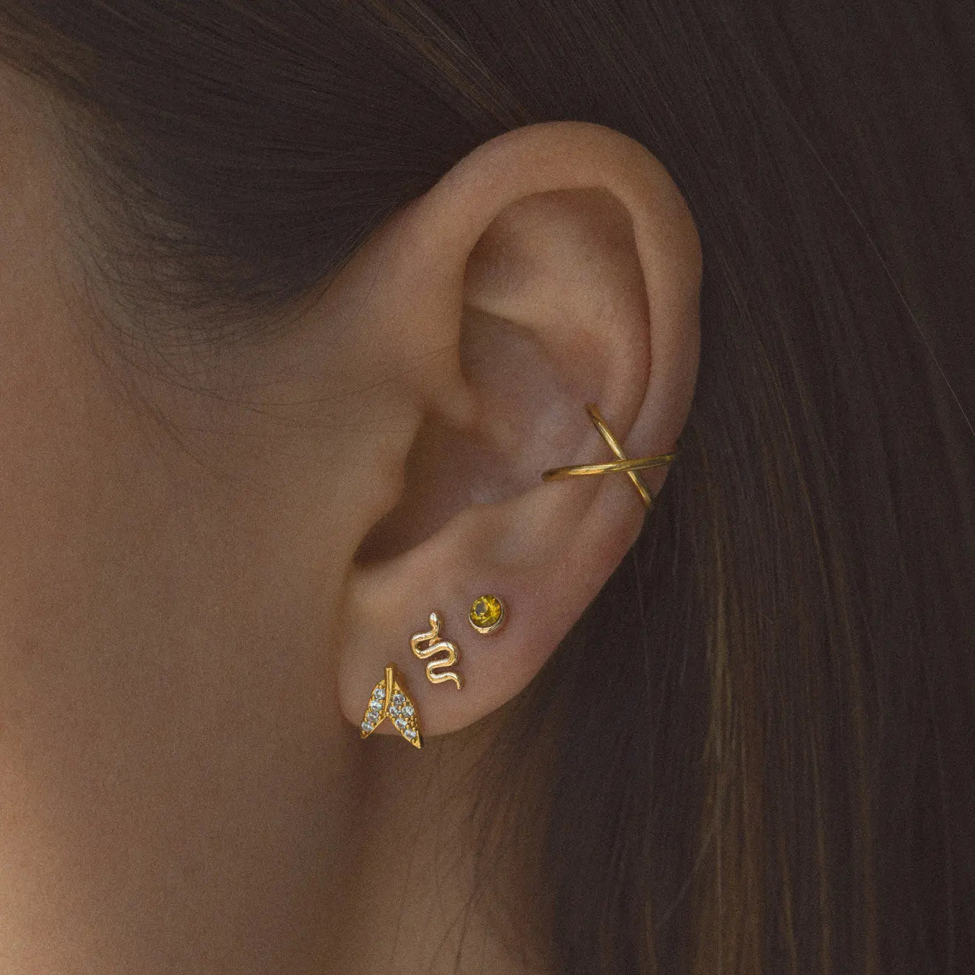 Alix - Crystal Leaf Stud Earrings