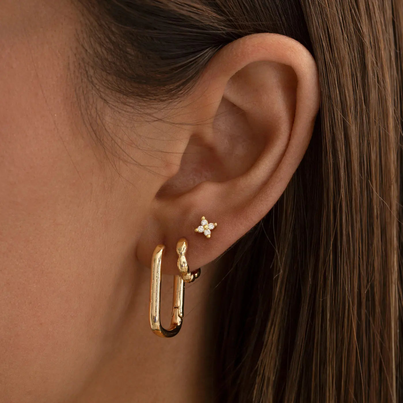 Ana - Crystal Leaf Stud Earrings