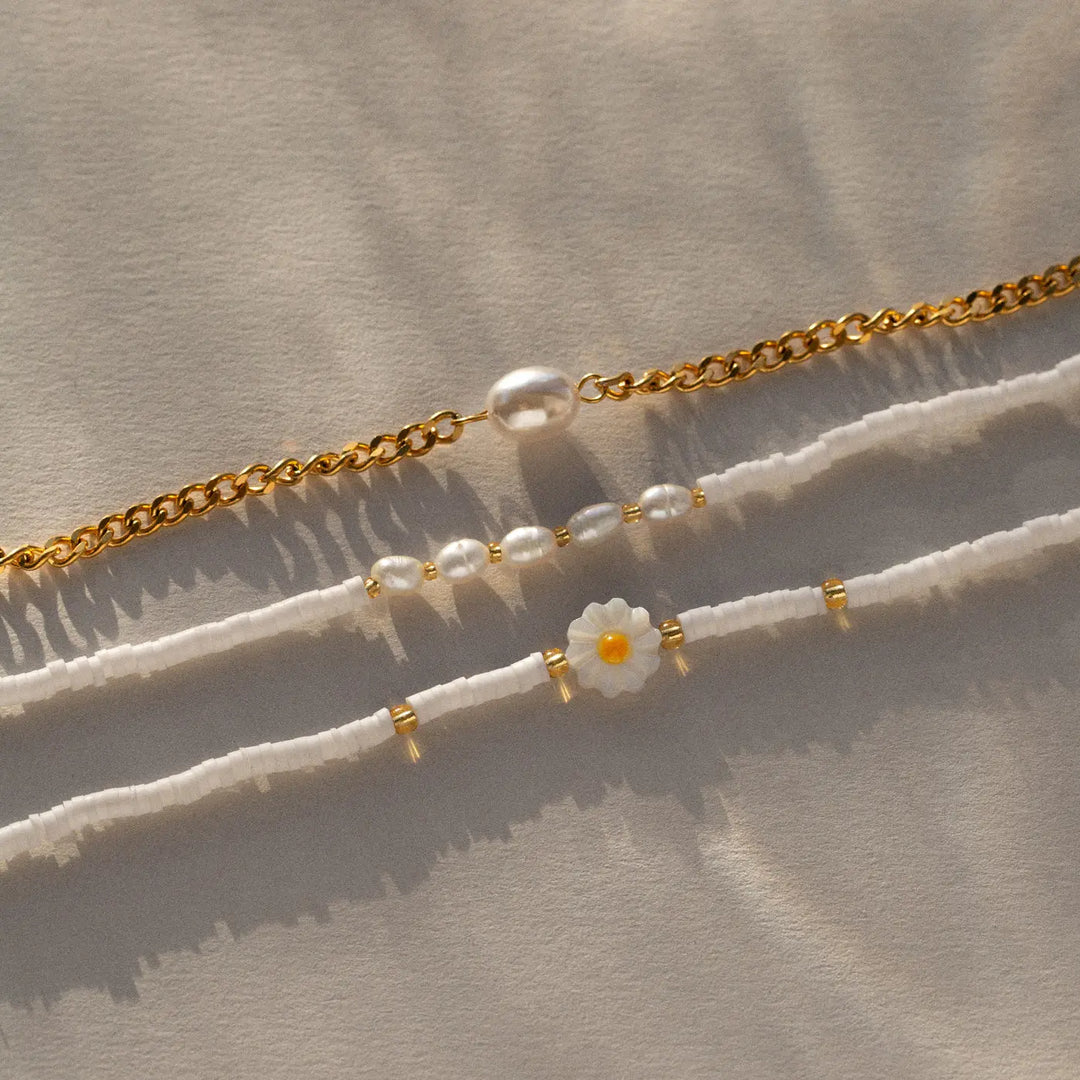 Zora - Pearl White Bead Bracelet Timi of Sweden