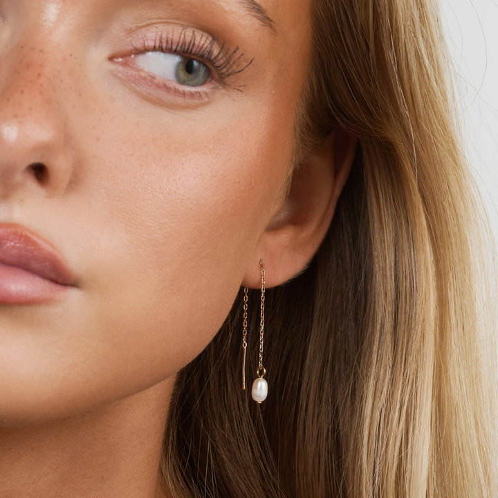 Lucia - Pearl Chain Earrings Stainless Steel