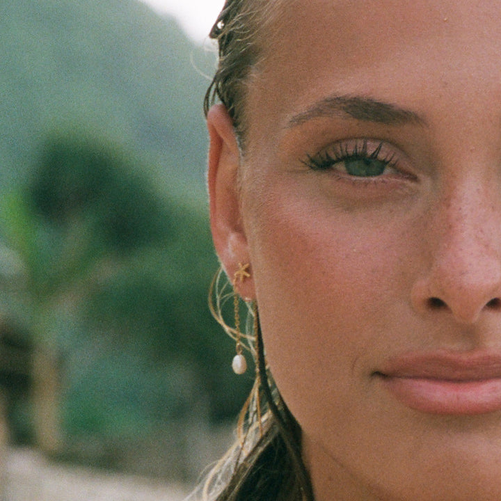 Lucia - Pearl Chain Earrings Stainless Steel