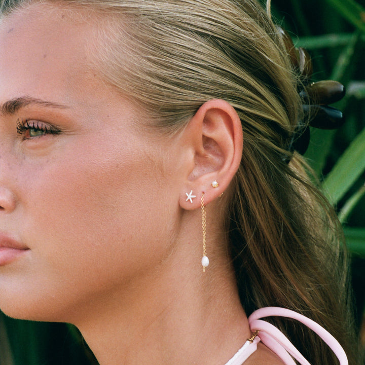 Lucia - Pearl Chain Earrings Stainless Steel