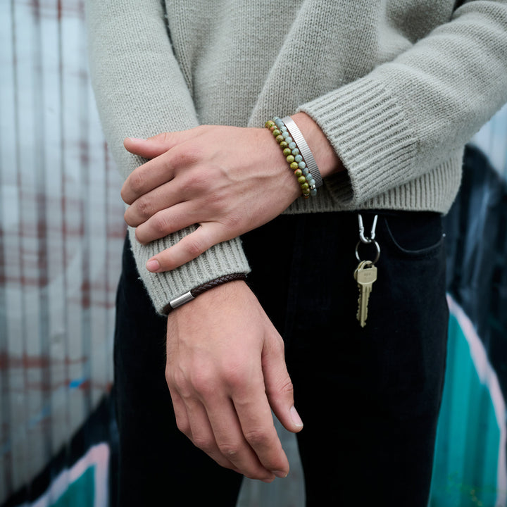 Tage - Ribbed Bangle Bracelet Stainless Steel