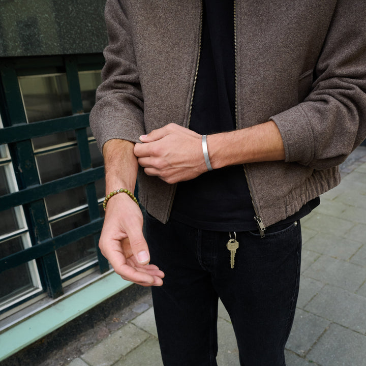 Tage - Ribbed Bangle Bracelet Stainless Steel