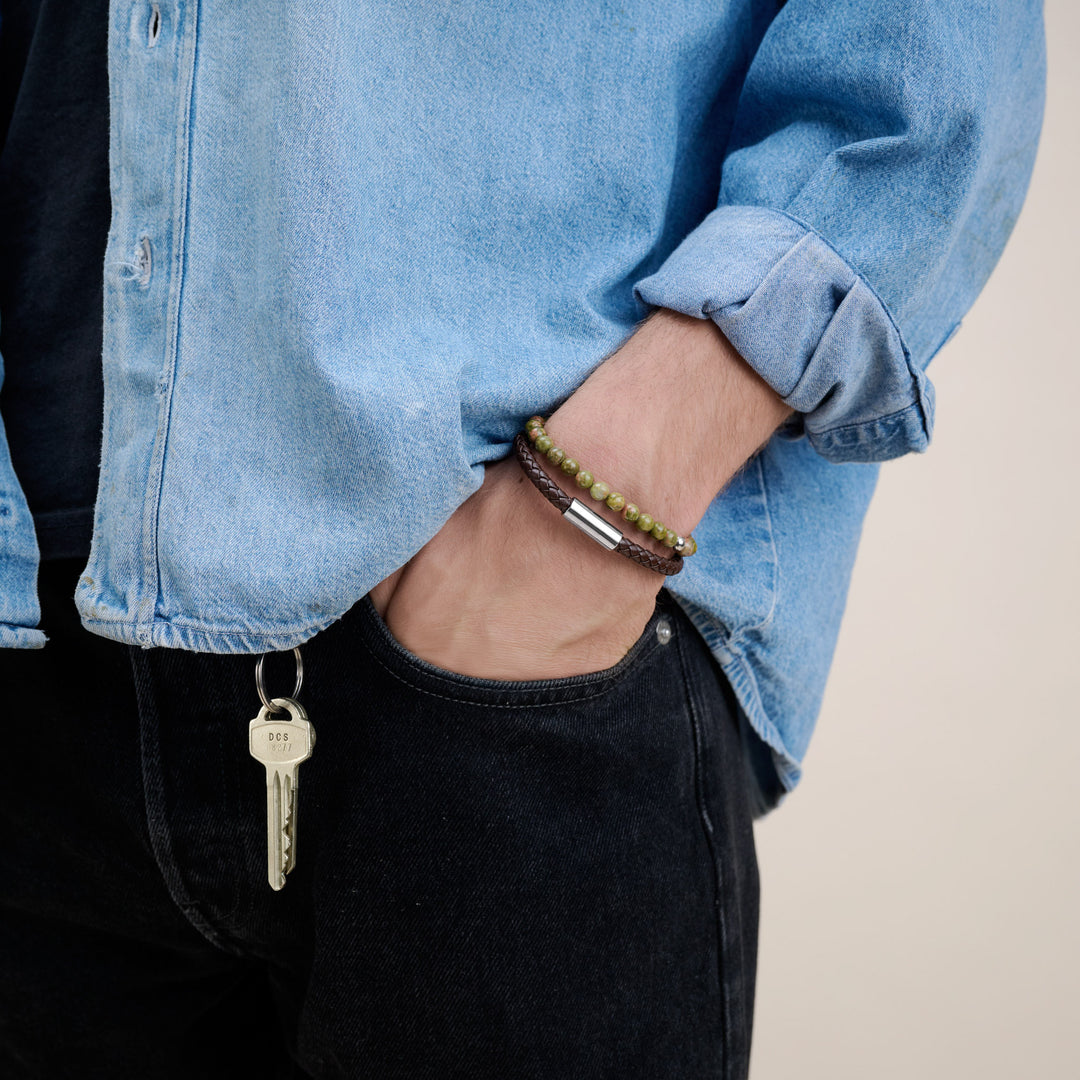 Oliver - Leather Bracelet Stainless Steel