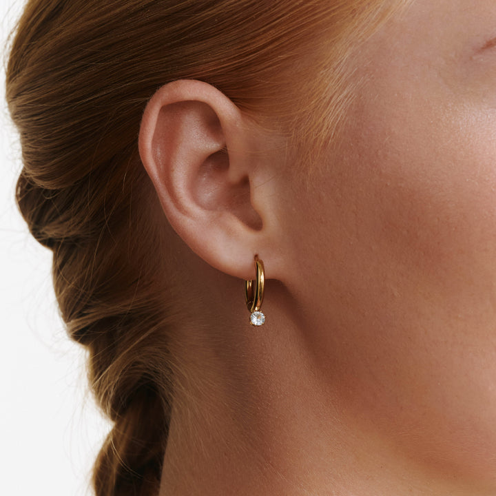 Oline - Crystal Hoop Earrings Stainless Steel