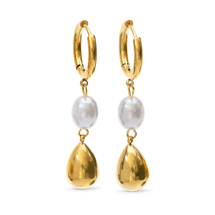 Laura - Pearl Hoop Earrings Stainless Steel