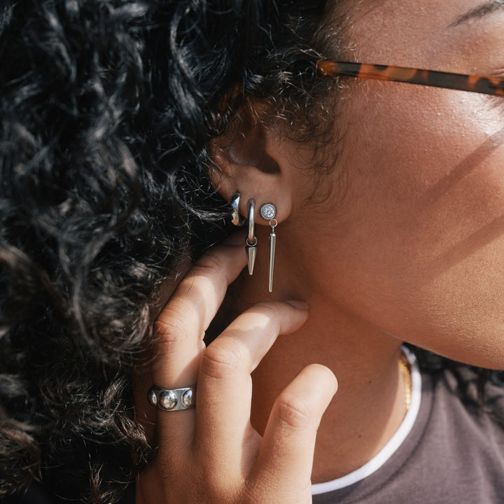 Noor - Spike Hoop Earrings 16mm Stainless Steel