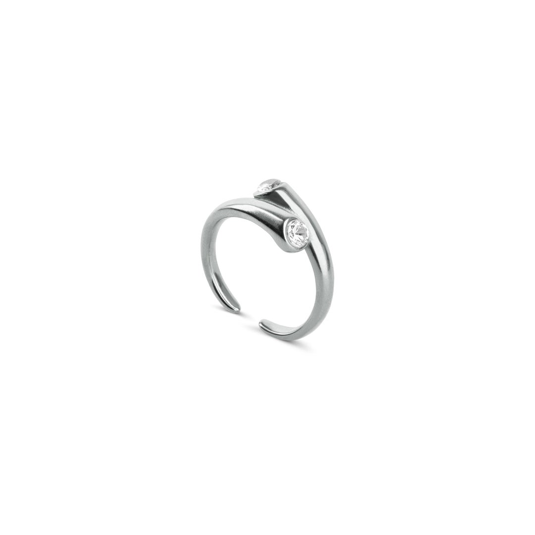 Tomine - Crystal Hug Ring Stainless Steel