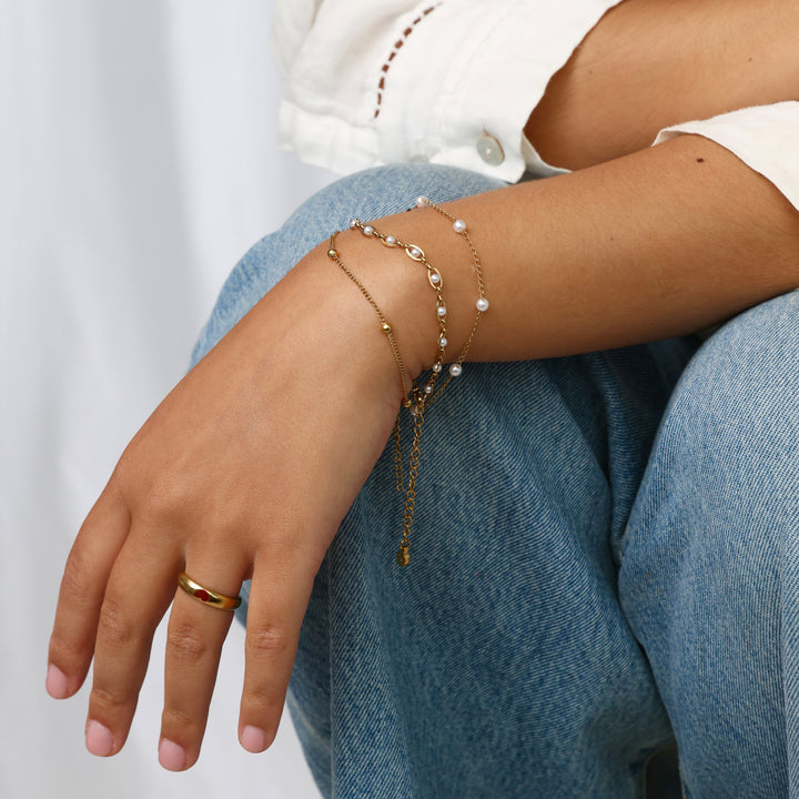Nanna - Pearl Chain Bracelet Stainless Steel
