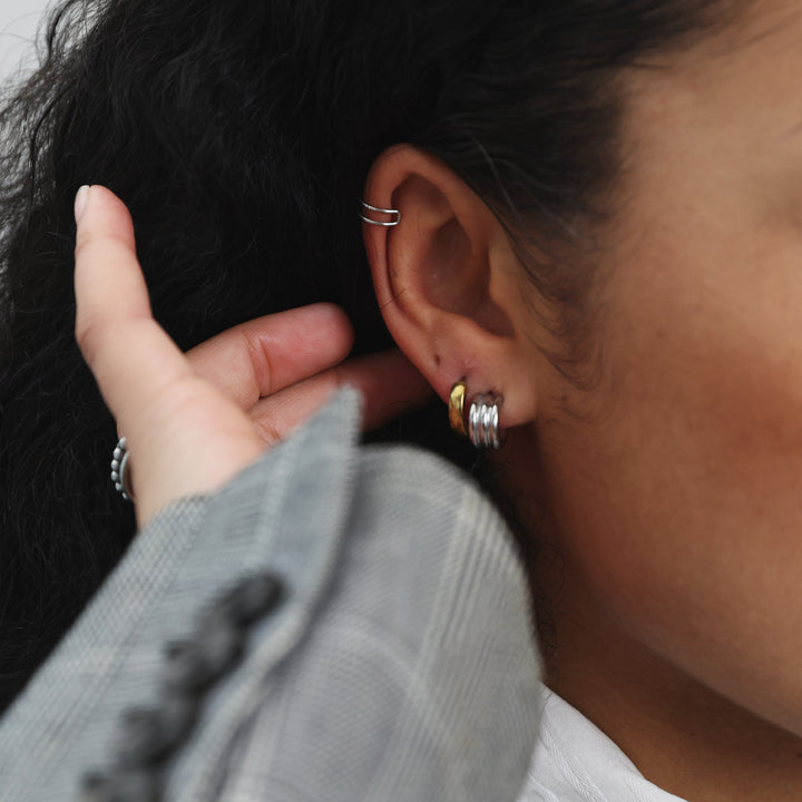 Gun - Multi Layered Stud Earrings Stainless Steel