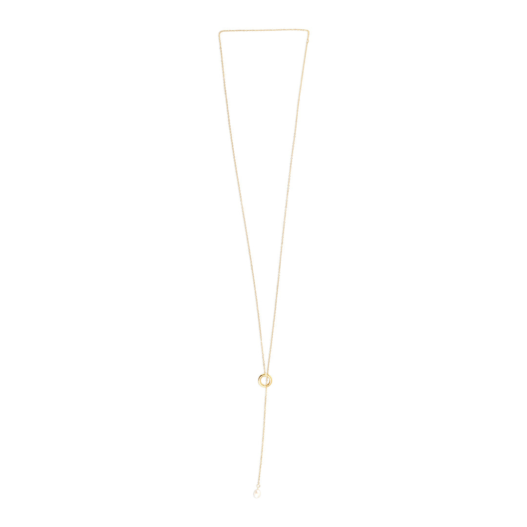 Boel - Lariat Pearl Necklace Stainless Steel