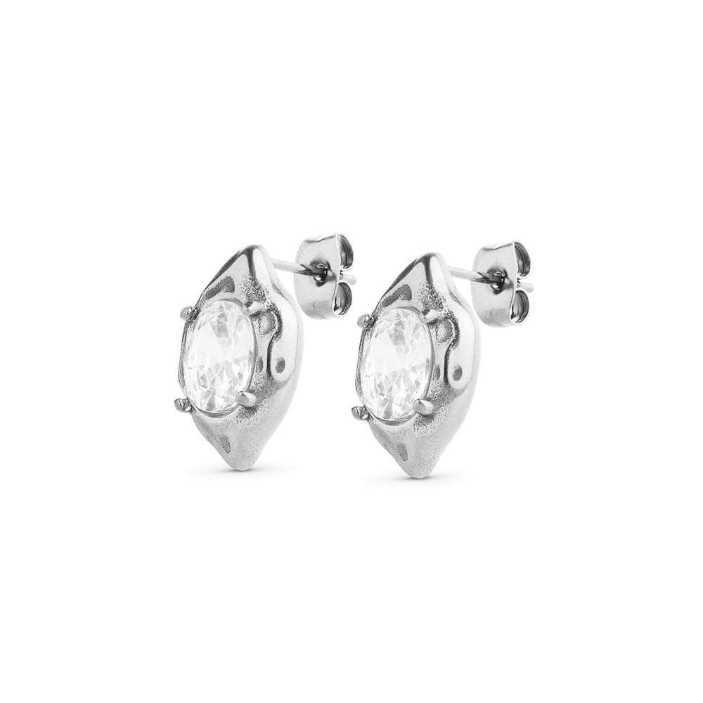 Azia – crystal stud earrings in stainless steel, silver | Timi of Sweden