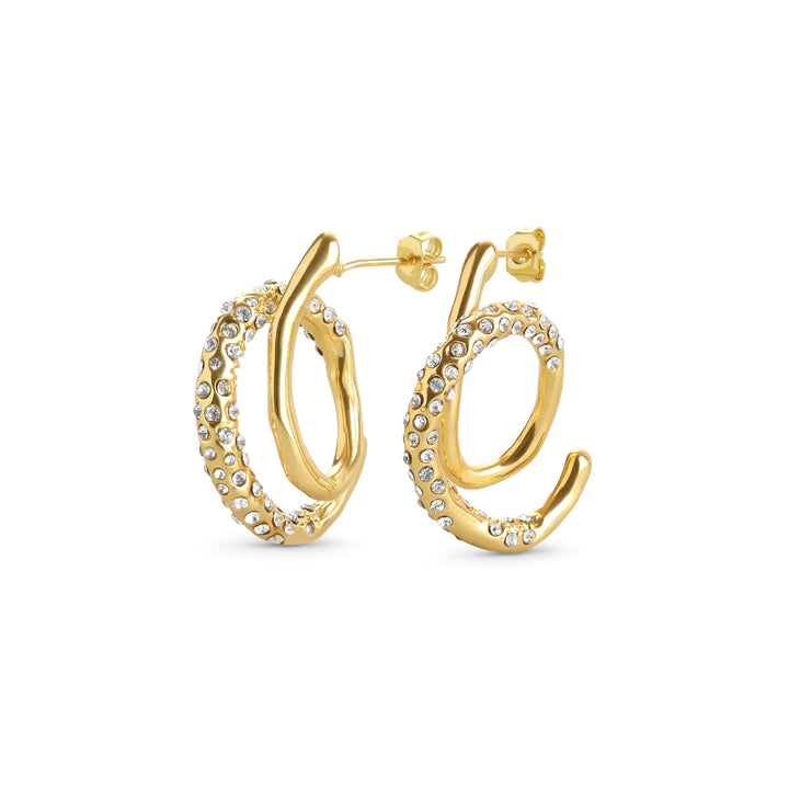 Marisol – spiral crystal earrings, gold | Timi of Sweden