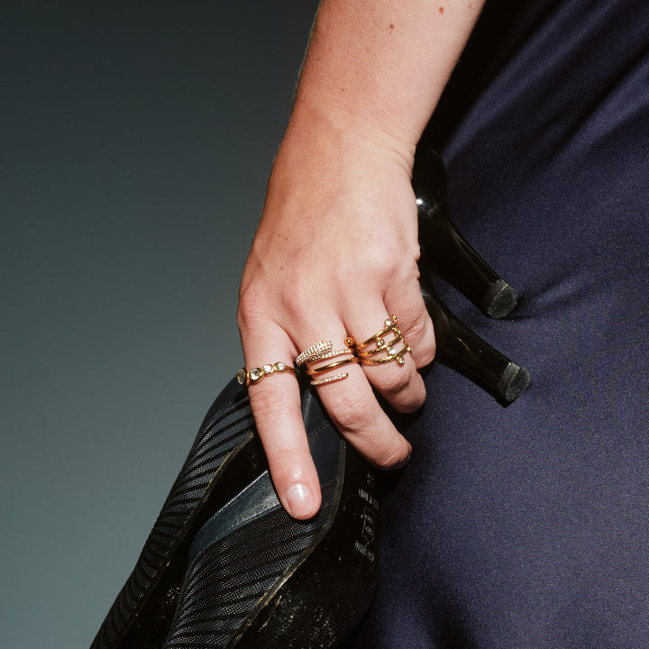Bahi - Crystal Wrap Ring Stainless Steel