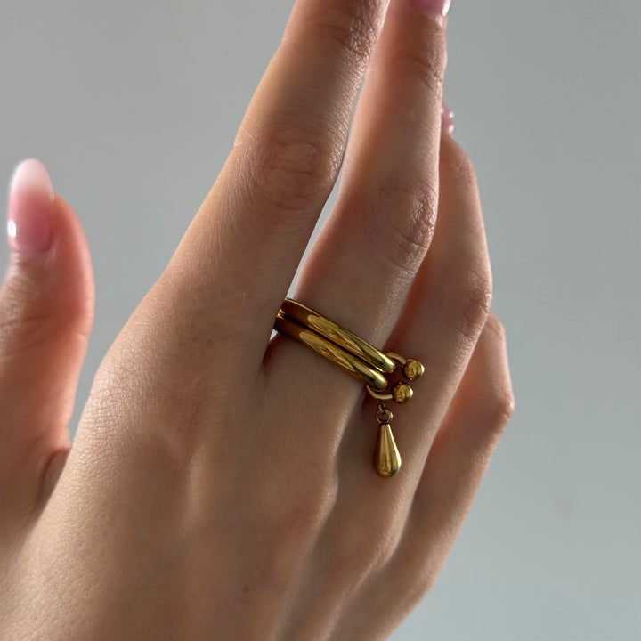 Storm – duo drop ring in stainless steel | Timi of Sweden