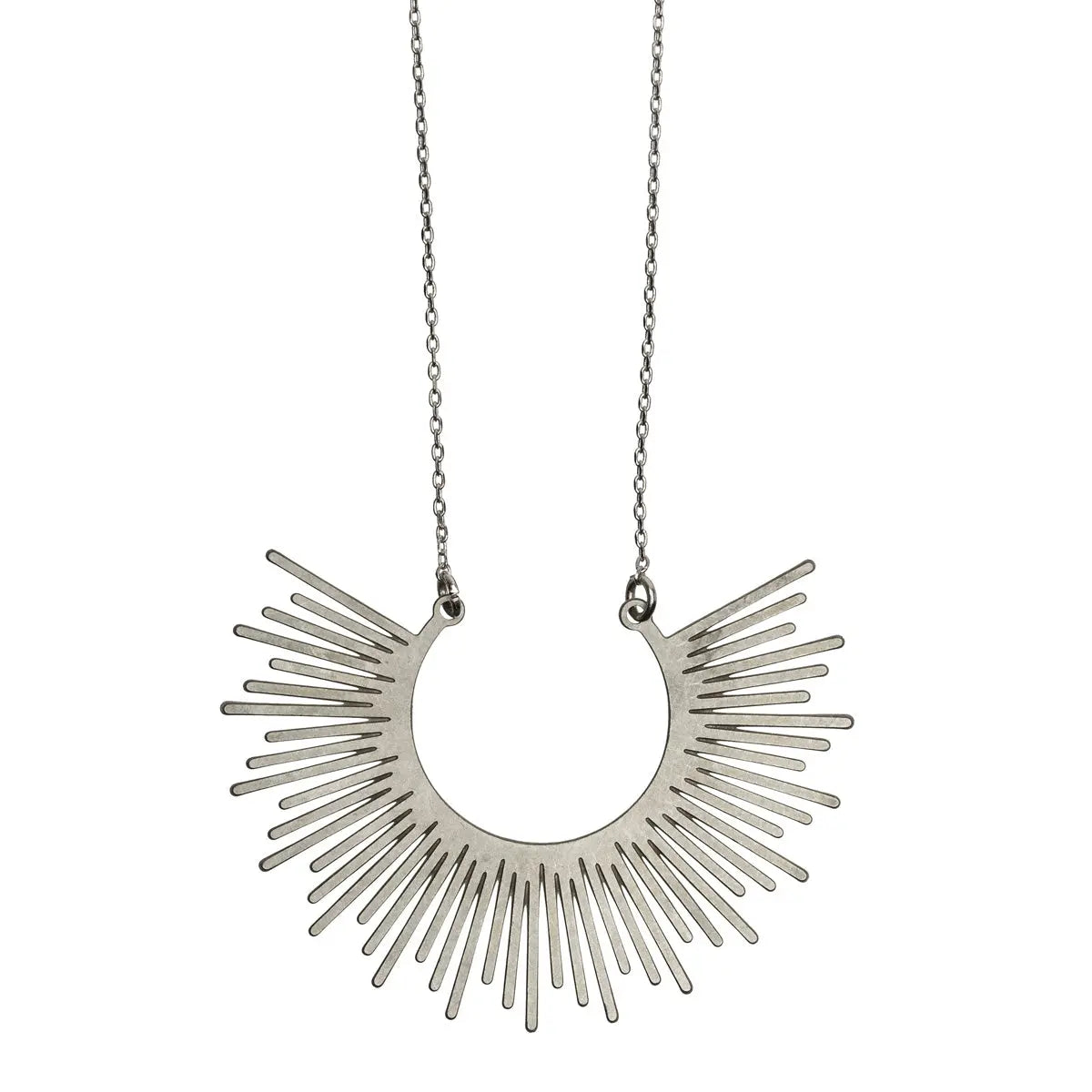 Long Necklace with Aztec Pendant Silver