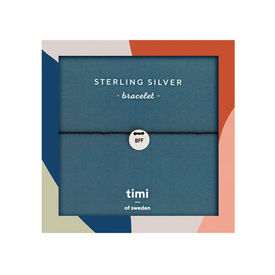 BFF Plate Sterling Silver Silk Bracelet, Silver