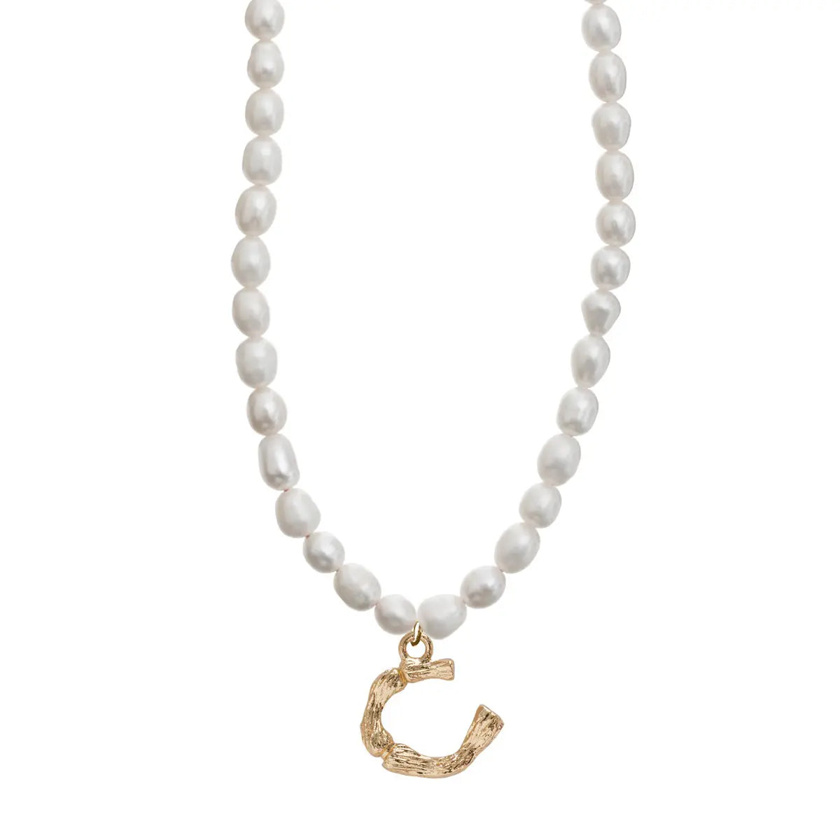Pearl and Bamboo Letter Necklace C