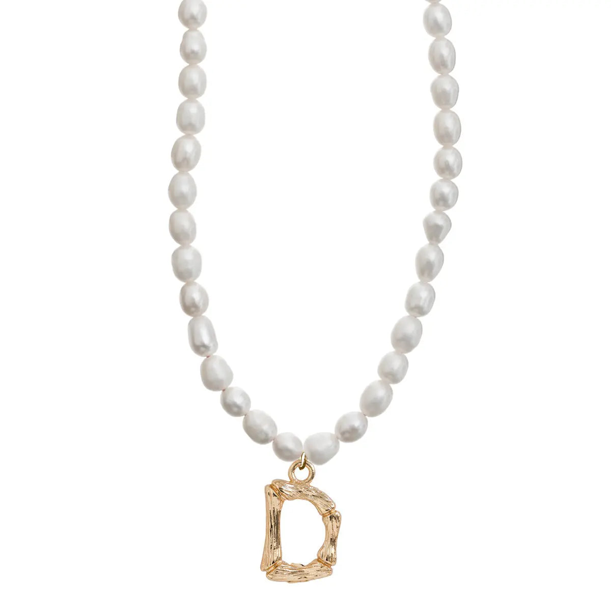 Pearl and Bamboo Letter Necklace D