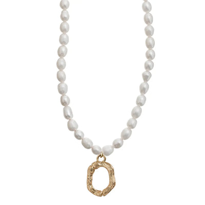 Pearl and Bamboo Letter Necklace O