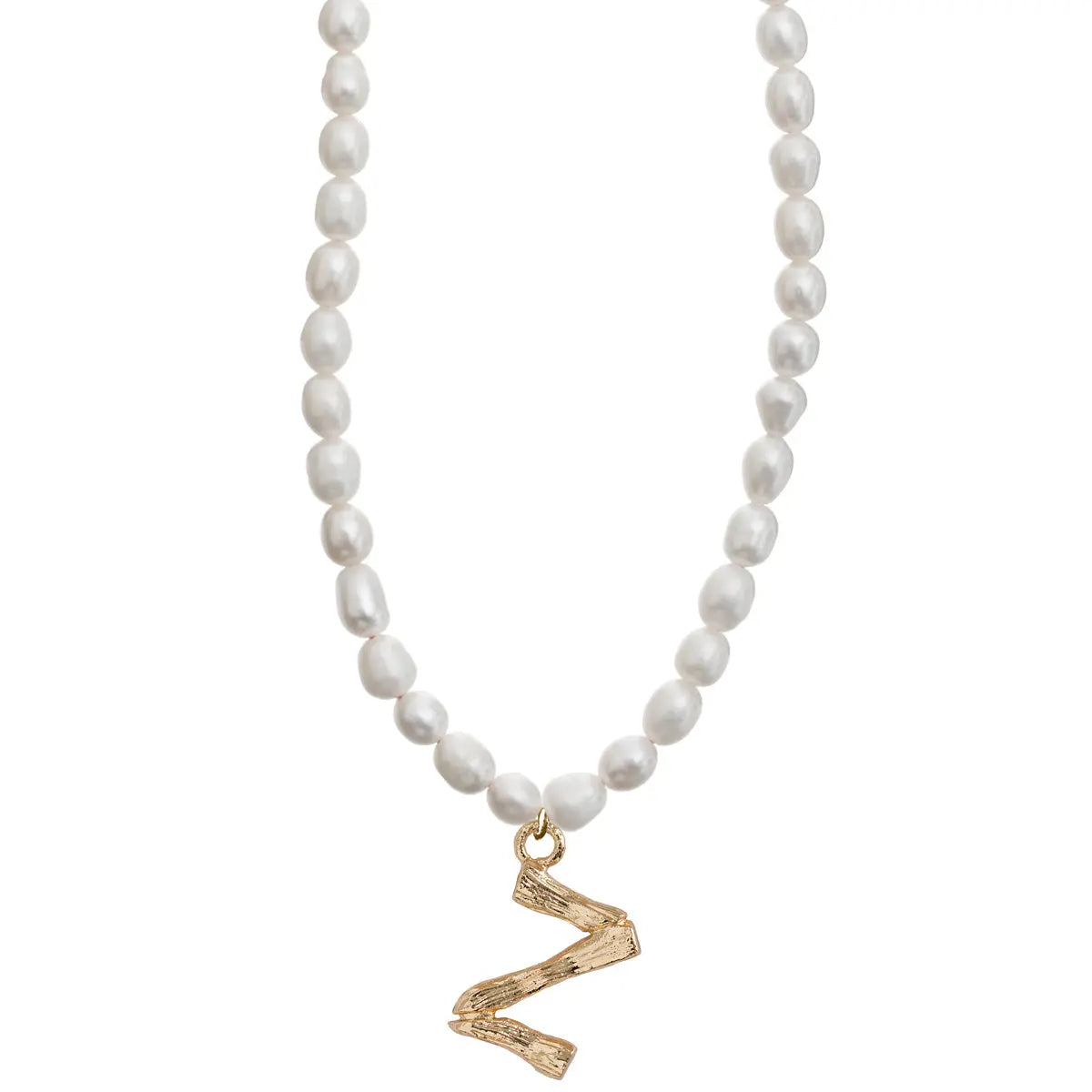 Pearl and Bamboo Letter Necklace Z