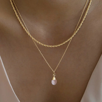 Gold Dipped Rose Quartz Necklace