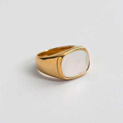 White Stone Signet Ring | Stainless Steel