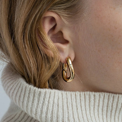 Asymmetric Hoop Earrings - Gold