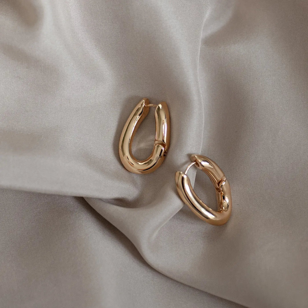 Asymmetric Hoop Earrings - Gold Timi of Sweden