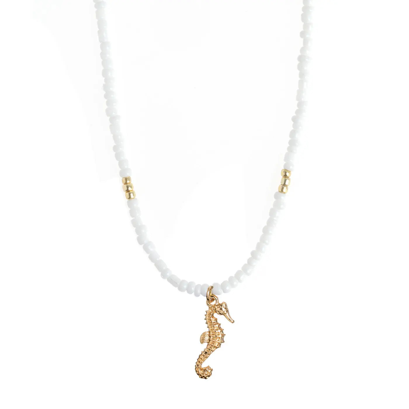 Ellie - Seahorse White Beads Necklace